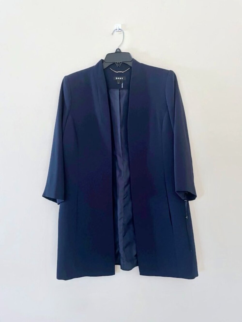 DKNY Navy blue blazer coat, Classic open front blazer
